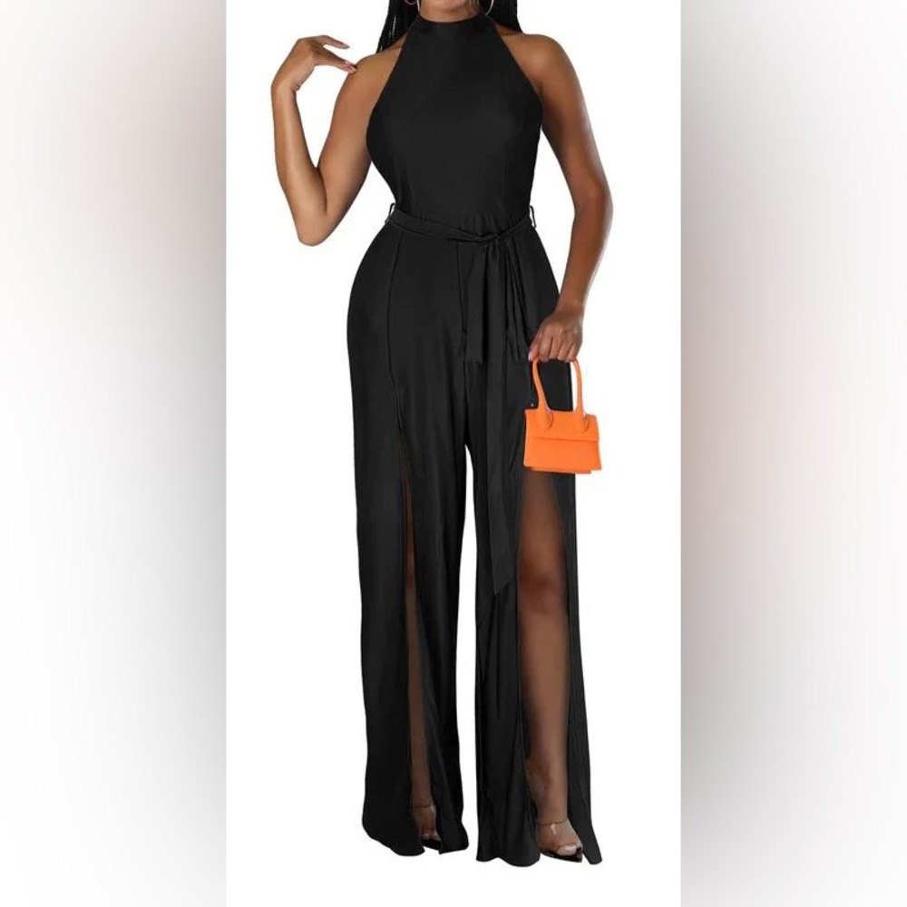 Black sleeveless elegant jumpsuit